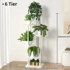 Planteställning, 6 hyllor, metallkonstruktion,LSB-6lager-vit