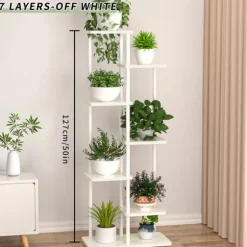 Planteställning, 6 hyllor, metallkonstruktion,LSA-7lager-vit