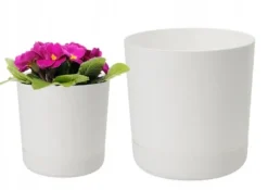 Plastkruka med stativ 13x14,6cm vit matt