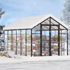 Polykarbonatväxthus 8x12 Ft, Utomhus Walk-in Växthus, idealisk för trädgårdsskötsel