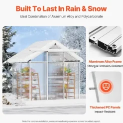 Polykarbonatväxthus 6x4 Ft, Utomhus Walk-in Växthus, För Trädgårdsanvändning