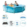 Poolpaket - 7 delar - Intex metallram rund strandsida 305x76 cm