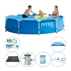 Poolpaket - 7 delar - Intex metallram Rund 305x76 cm