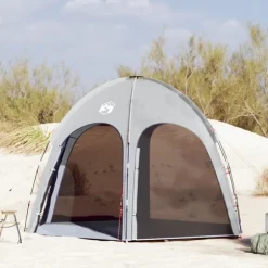 Pooltält med tak Grå 366 x 305 x 231 cm Polyester och Fiberglas