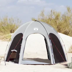 Pooltält med tak Grå 366 x 305 x 231 cm Polyester och Fiberglas