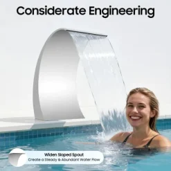 Poolvattenfall - Vattenfallblad - Metall - Kaskadeffekt - För Swimmingpool - Silver