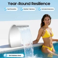 Poolvattenfall - Vattenfallblad - Metall - Kaskadeffekt - För Swimmingpool - Silver