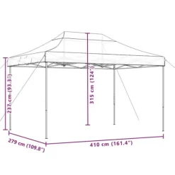 Pop-Up hopfällbart partytält 410x279x315 cm | Färg: Brun | För utomhusevent och fester