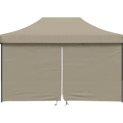 Pop-Up hopfällbart partytält med 4 sidoväggar taupe