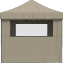 Pop-Up hopfällbart partytält med 4 sidoväggar taupe