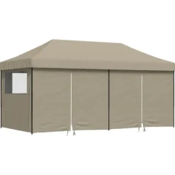 Pop-Up hopfällbart partytält med 4 sidoväggar taupe
