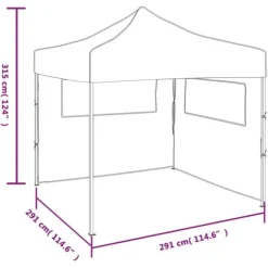 Pop-Up hopfällbart partytält med sidoväggar - Slitstarkt och vattentåligt | Storlek: 3x3 m | Färg: Antracit