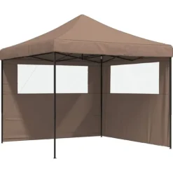 Pop-Up hopfällbart partytält med sidoväggar | Färg: Brun | Storlek: Standard