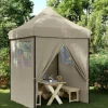 Pop-Up hopfällbart partytält med 4 sidoväggar | Färg: Taupe | Storlek: Rymlig för event