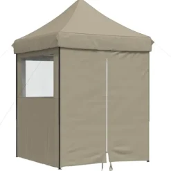Pop-Up hopfällbart partytält med 4 sidoväggar | Färg: Taupe | Storlek: Rymlig för event