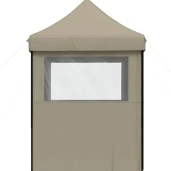 Pop-Up hopfällbart partytält med 4 sidoväggar | Färg: Taupe | Storlek: Rymlig för event