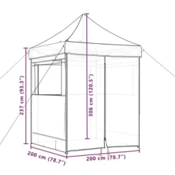 Pop-Up hopfällbart partytält med 4 sidoväggar | Färg: Taupe | Storlek: Rymlig för event