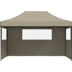 Pop-Up hopfällbart partytält med 3 sidoväggar - Utomhustält | Färg: Taupe | Storlek: Standard