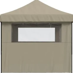 Pop-Up hopfällbart partytält med 3 sidoväggar - Utomhustält | Färg: Taupe | Storlek: Standard