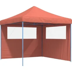 Pop-Up hopfällbart partytält med 2 sidoväggar terrakotta