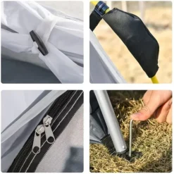 Pop-up kupoltält 4 pers, lätt & stabilt, UV50+, krokar, dörr/fönster, 1000 mm vattenpelare