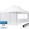 pop-up tält snabbtält 3x6 m - 2 sidodelar hopfällbart tält aluminium paviljong (certifierad) party lusthus vit tak