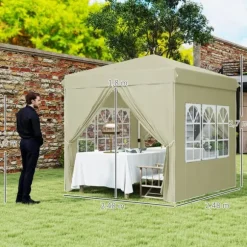 Pop-up-paviljong, 248x248x270 cm, krämfärgad