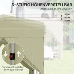 Pop-up-paviljong, 248x248x270 cm, krämfärgad