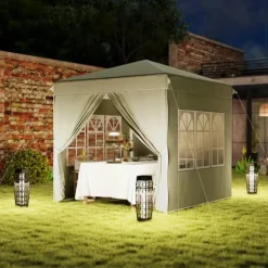 Pop-up-paviljong, 248x248x270 cm, krämfärgad