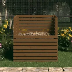 Praktisk kompostlåda i massiv furu | Färg: Honungsbrun | Storlek: 100x100x102 cm