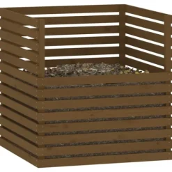 Praktisk kompostlåda i massiv furu | Färg: Honungsbrun | Storlek: 100x100x102 cm