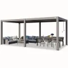 PRIMEYARD Pergola 3x6 m stolpar av aluminium med lamelltak av aluminium terrasstak grå