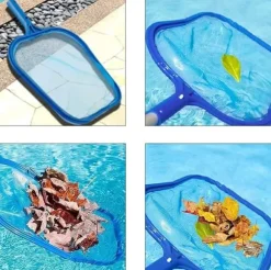 Professionell lövraka för pool – robust finmaskig skimmernät ,blå