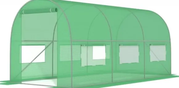 Professionell 450x200x200cm Växthus Tunnel för Hängivna Odlare - Hållbar Galvaniserad Stålram, UV-Resistent Täckning, Enkel Montering