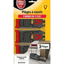 PROTECT EXPERT SOUTRAP3 Musfällor - 3 plastdämpare - Snabba, exakta och lätta att använda, färglösa, One Size