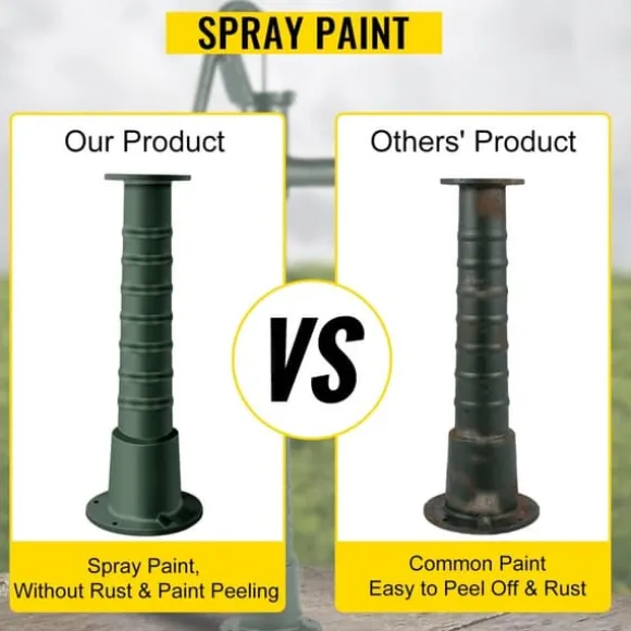 Pumpstativ i gjutjärn för svängpumpar 22,86x22,86x66cm, belagd handpumpställ med 8mm vägg, perfekt för trädgård och damm.