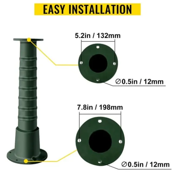 Pumpstativ i gjutjärn för svängpumpar 22,86x22,86x66cm, belagd handpumpställ med 8mm vägg, perfekt för trädgård och damm.