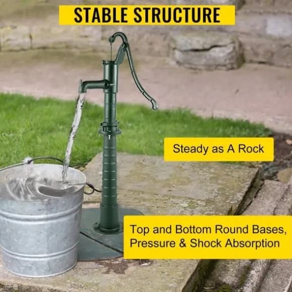 Pumpstativ i gjutjärn för svängpumpar 22,86x22,86x66cm, belagd handpumpställ med 8mm vägg, perfekt för trädgård och damm.