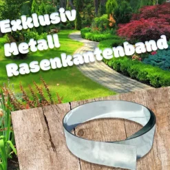 Rabattkant, Gräskant, Trädgårdskant, Kantplåt, Gräsmattkant metall Alu/Zink (längd 10m 15m / höjd 15cm 20cm 25cm), Längd GS:15 m, Bred:15 cm