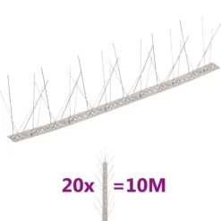 5-raders fågelpiggar - Rostfritt stål | Antal: 20 st | Längd: 10 m