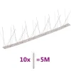 5-raders fågelpiggar i rostfritt stål - Avvisar fåglar och inkräktare | Antal: 10 st | Längd: 5 m