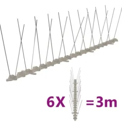 2-raders Fågelpiggar plast 6 st 3 m