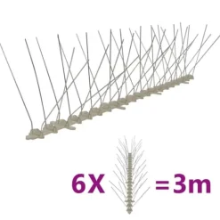 4-raders Fågelpiggar plast 6 st 3 m