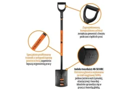 Rak spade på metallhandtag, (längd 1250 mm), Teger