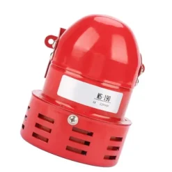 Röd minimetallmotorlarm - industriellt ljud elektriskt skydd mot stöld