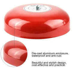 Röd 24V metall rund larmklocka för säkerhets- och brandlarm