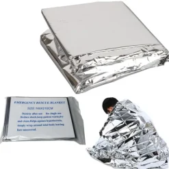 Räddningsfilt | Överlevnadsfilt | Nödfilt av Silverfolie mot Väder och Vind 160×210 cm