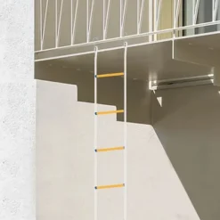 Räddningsrepstege - Nödutrymningsstege - Längd 12 m - Brandbeständig - Med karbinhakar - Maxbelastning 200 kg - Neongul