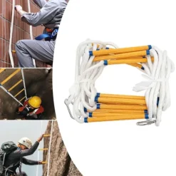 Räddningsstege - Repstege - 10 m - Brandsäker - 2 Karbiner - Bärkapacitet 200 kg - För nödutrymning