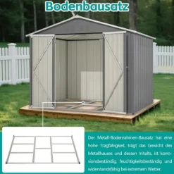 Redskapsbod i metall 8×6 ft med vikdörr, antracitgrå – för trädgårdsredskap & verktygsförvaring